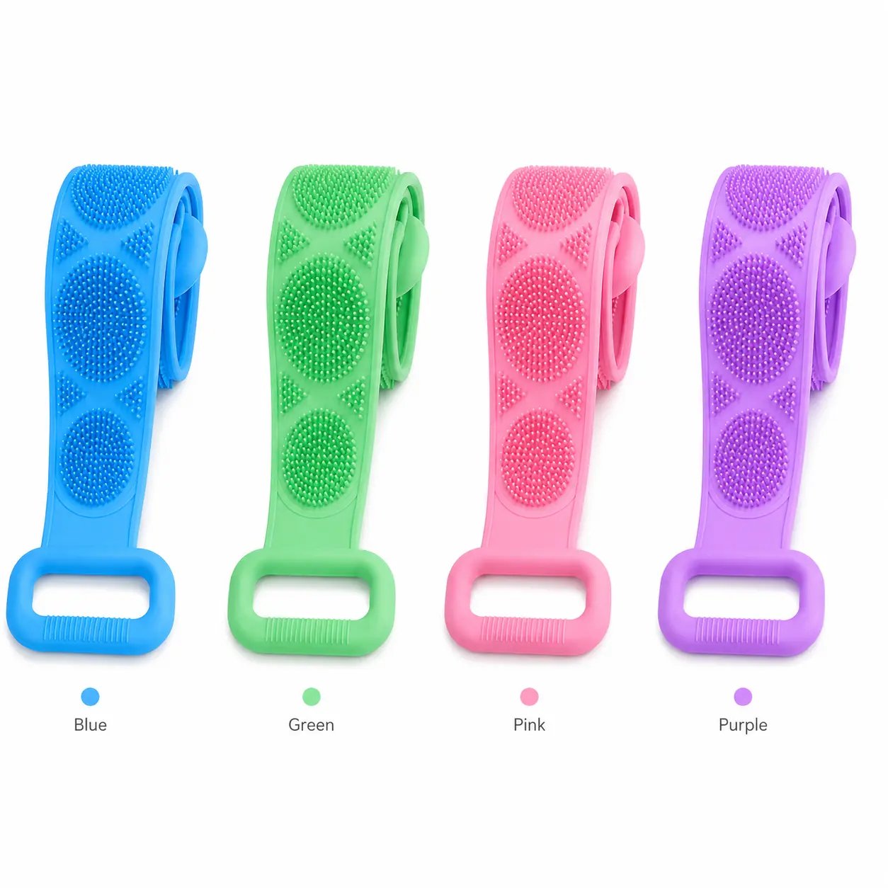 2-Pack Silicone Exfoliating Back Scrubber & Bath Brush with Handles