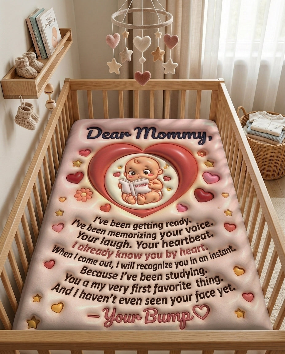 Baby Reading Tiny Book About Mama Blanket
