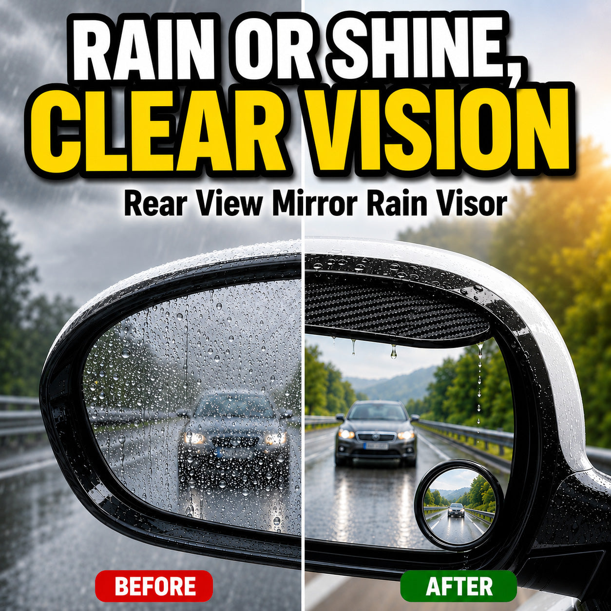 🔥Hot Selling🔥 Car Rear View Mirror Small Round Mirror Rain Eyebrow