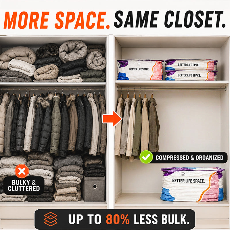 🔥No‑Pump Vacuum Storage Bags – Press & seal, no pump needed.