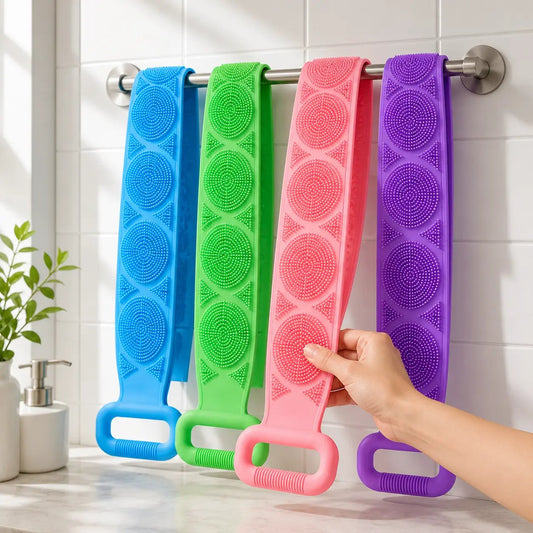 2-Pack Silicone Exfoliating Back Scrubber & Bath Brush with Handles