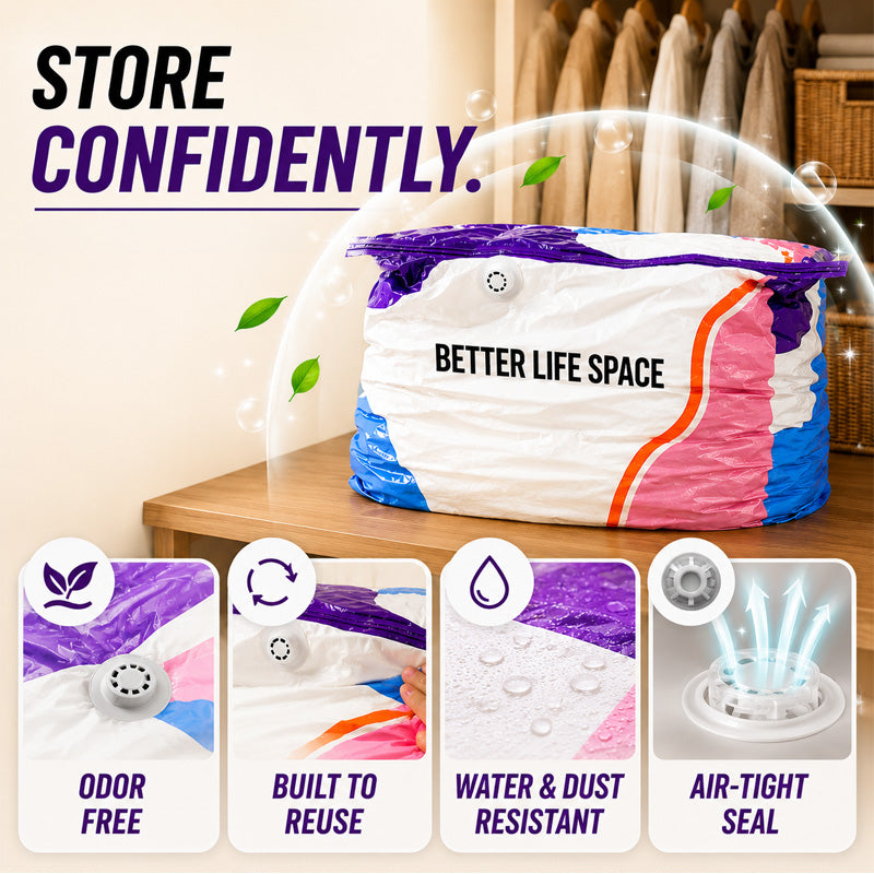 🔥No‑Pump Vacuum Storage Bags – Press & seal, no pump needed.