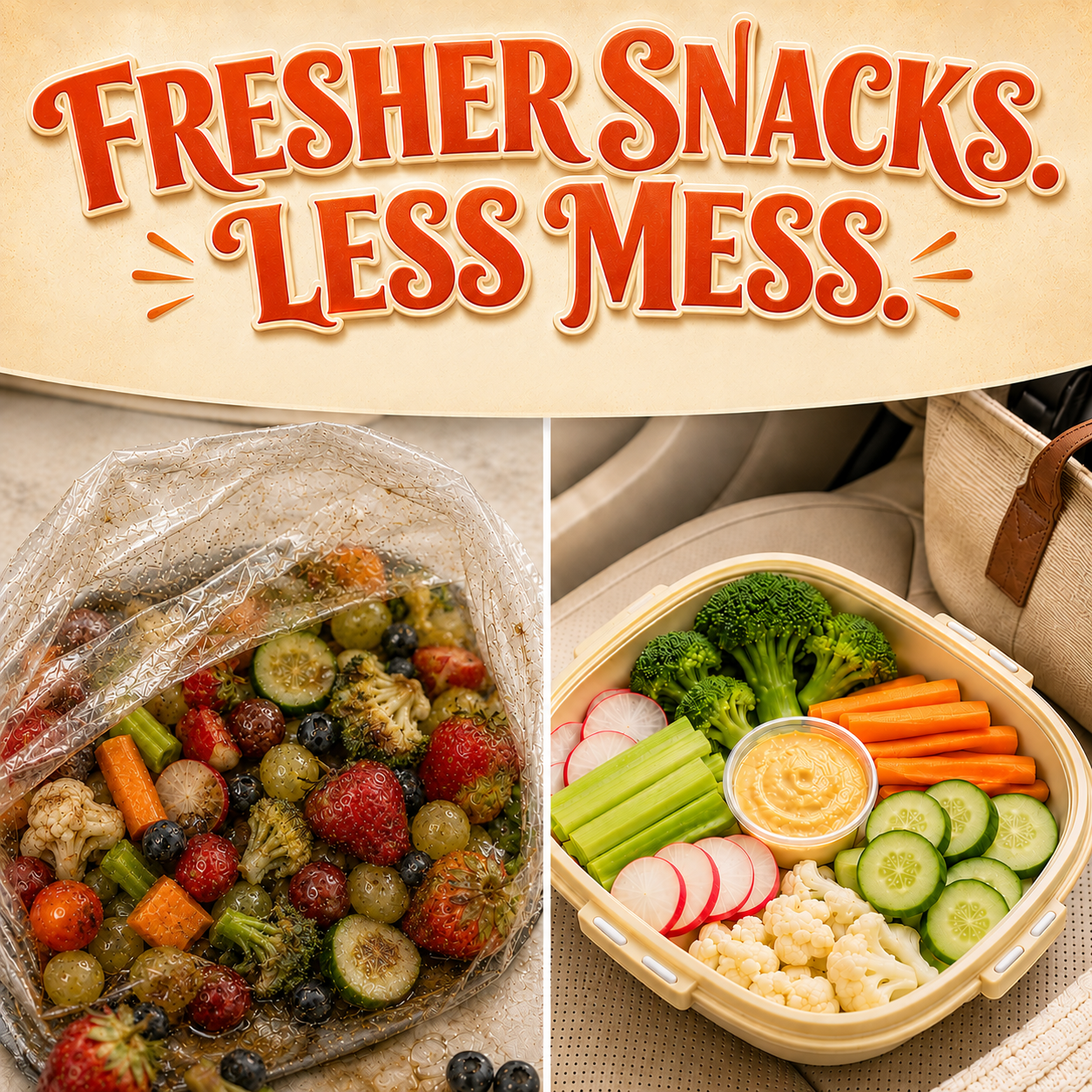 🥳2026 HOT SALE🥳💕 50% OFF! Portable Snack Tray – Fresh, Organized & Spill-Proof Snacks Anywhere 🥕✨
