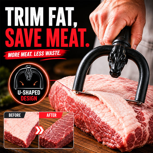 🥳2026 HOT SALE🥳💞50K+ SOLD! 🥩🔪 50% OFF! Handheld Fat Trimmer for Beef & Pork – U-shaped curved holder targets surface fat without wasting lean meat. Stainless steel blade, ergonomic grip – prep like a pro! best price online! 🧑‍🍳✨