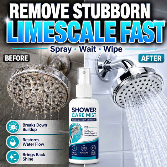 🚿✨Fast-Acting Shower Limescale Remover Spray – Dissolves stubborn mineral deposits & hard water stains. Restores water flow & shine – just spray & wipe! 🧼💪