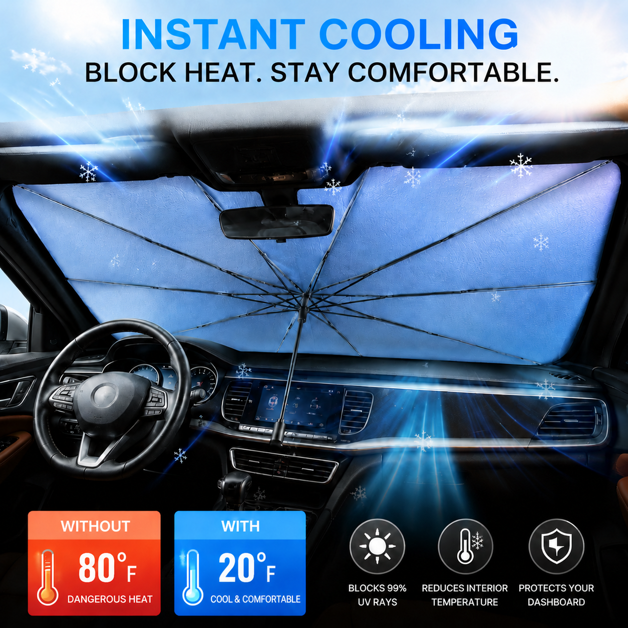 🔥🔥Last Day 50% OFF - 2026 Upgraded Car Windshield Sun Shade Umbrella