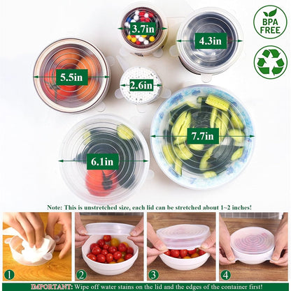 Purio™ Silicone Stretch Lids Reuseable Microwave Safe Flexible Covers