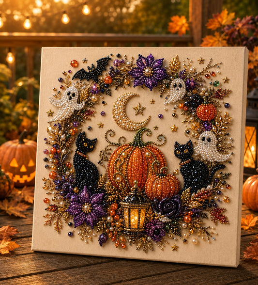 🔥LAST DAY SALE!!  👻✨ Halloween Pearl Art DIY Kit – Turn Tiny Pearls into Spooky-Cute Magic