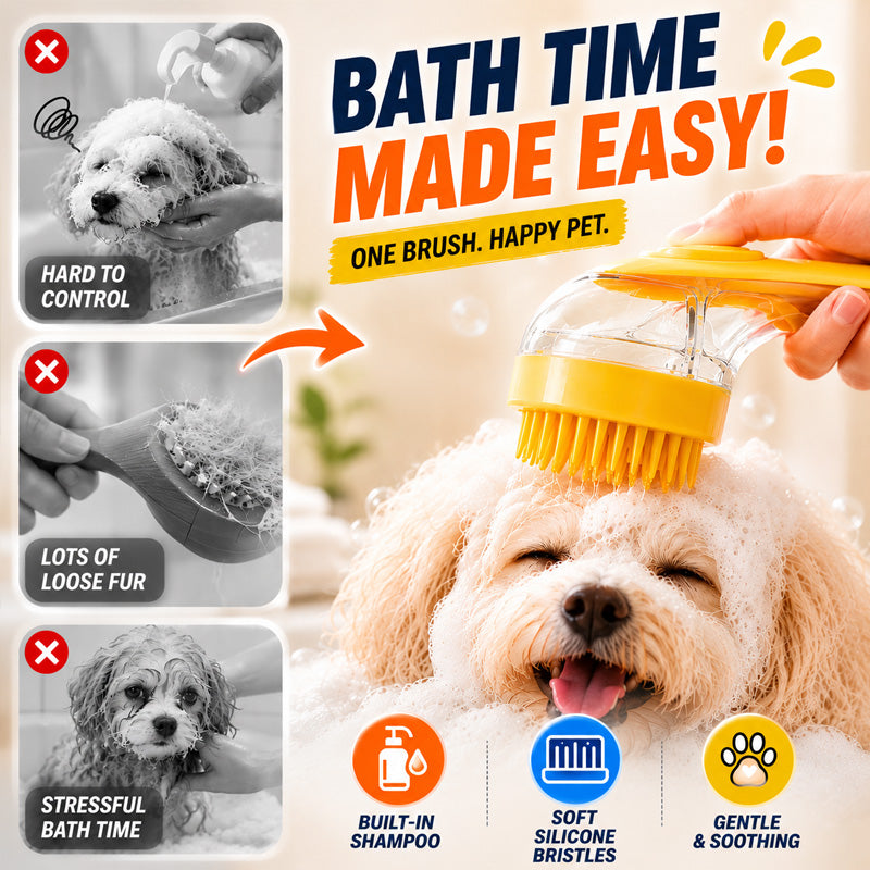 🥳2026 HOT SALE🥳💞50K+ SOLD!🛁🐾 50% OFF! All‑in‑One Bath Brush – Built‑in shampoo dispenser, 2‑sided bristles. Gentle scrubbing, easy clean. Stress‑free bath time for you & your pet! 💧✨ (offer)