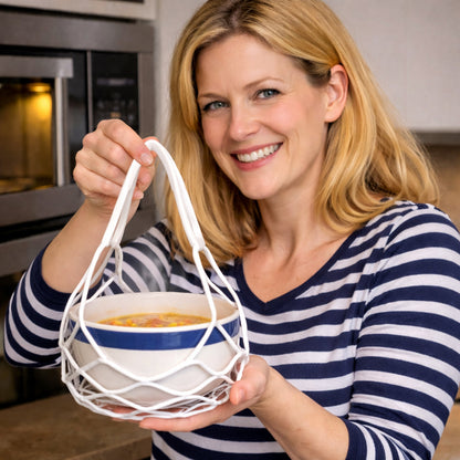 2-in-1 Zero-Purio™ Silicone Mesh Bag & Heat-Resistant Trivet Mat for Hot Bowls