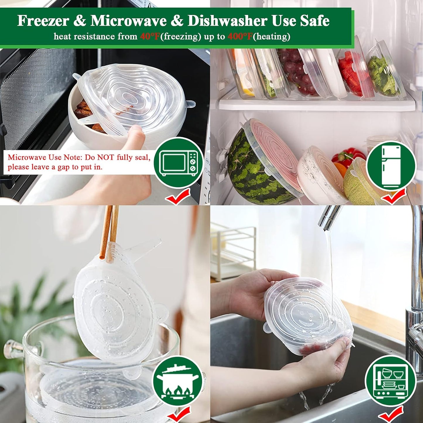 Purio™ Silicone Stretch Lids Reuseable Microwave Safe Flexible Covers
