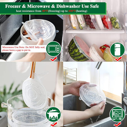 Purio™ Silicone Stretch Lids Reuseable Microwave Safe Flexible Covers