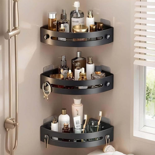 🔥 Bathroom Storage Upgrade 🚿 No-Drill Triangle Shower Caddy with Strong Adhesive & Fast Drainage