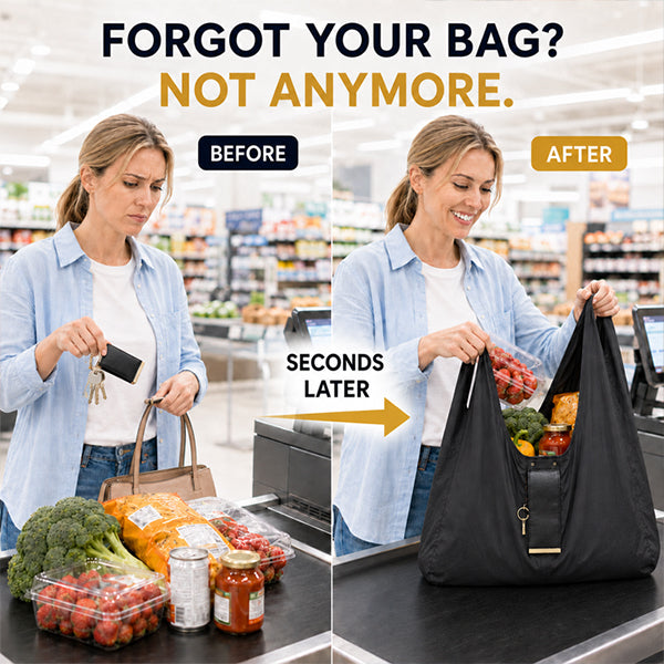 🔥LAST DAY SALE 49% OFF-👜✨Foldable Shopping Bag Keychain Eco-Friendly Reusable Tote Bag (offer)