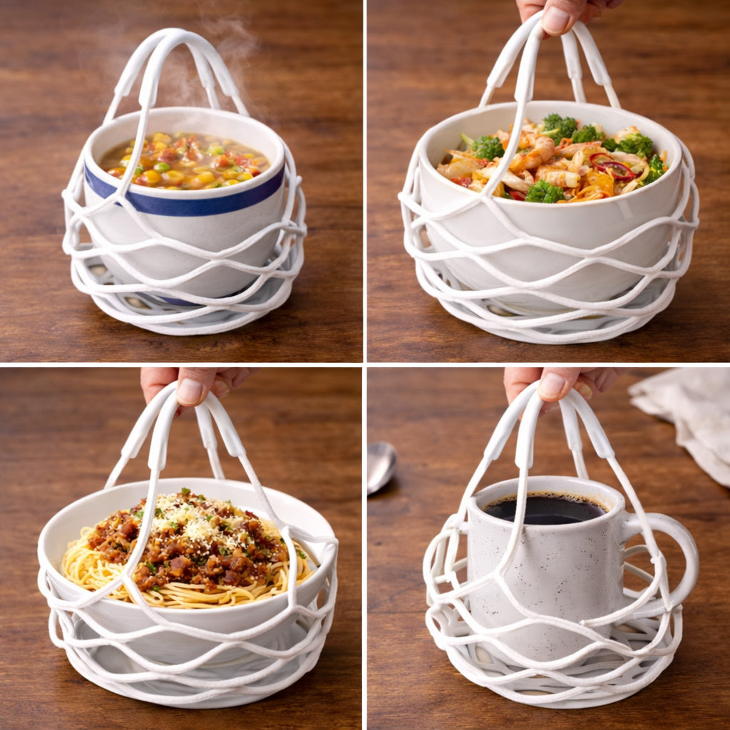 2-in-1 Zero-Purio™ Silicone Mesh Bag & Heat-Resistant Trivet Mat for Hot Bowls