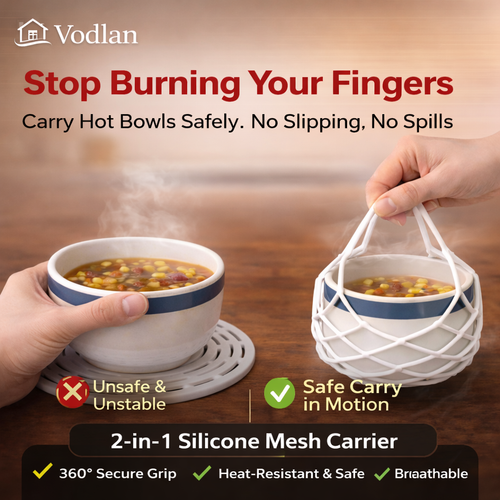 2-in-1 Zero-Purio™ Silicone Mesh Bag & Heat-Resistant Trivet Mat for Hot Bowls