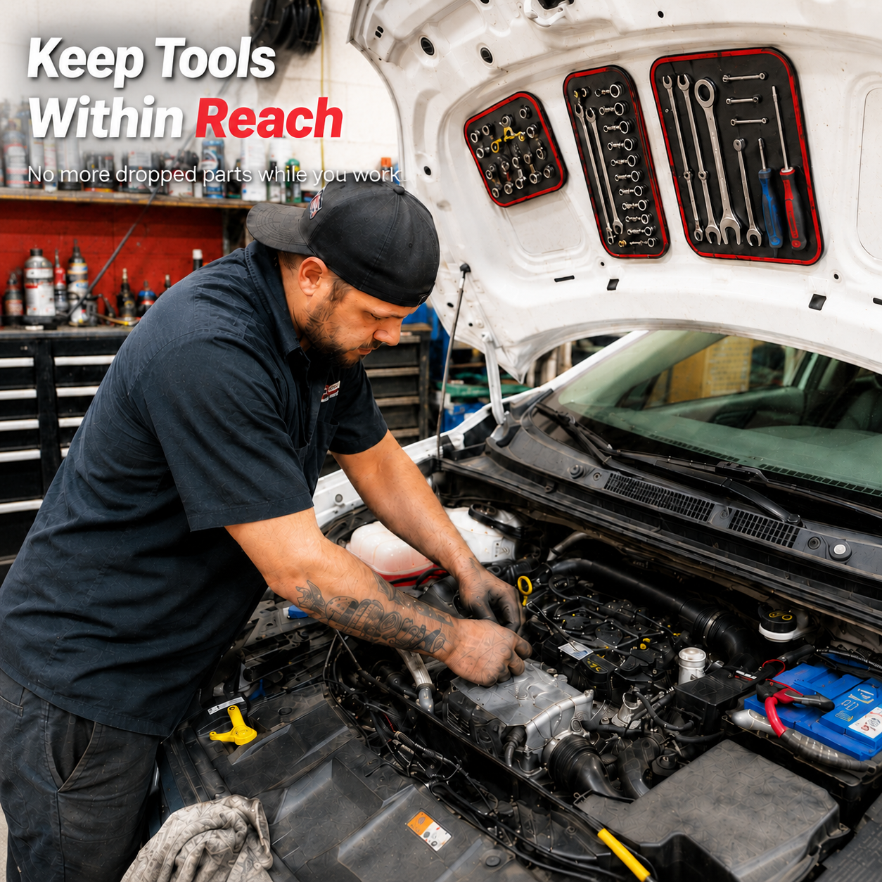 Purio™ Magnetic Tool Tray Mat – Flexible Workshop Organizer for Metal Surfaces