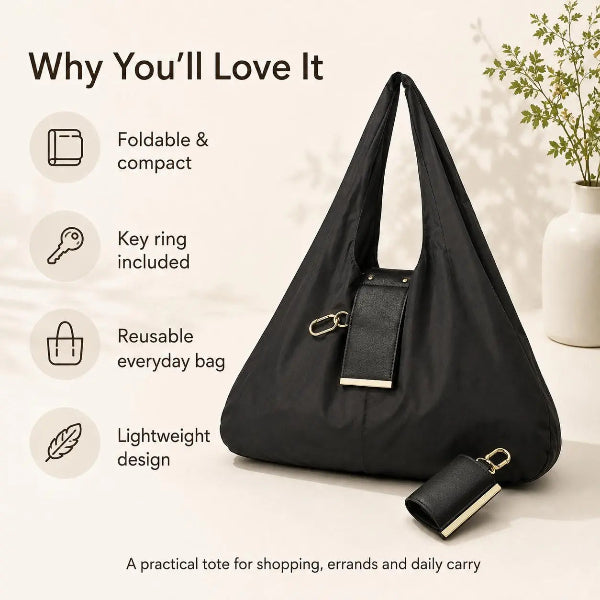 🔥LAST DAY SALE 49% OFF-👜✨Foldable Shopping Bag Keychain Eco-Friendly Reusable Tote Bag (offer)