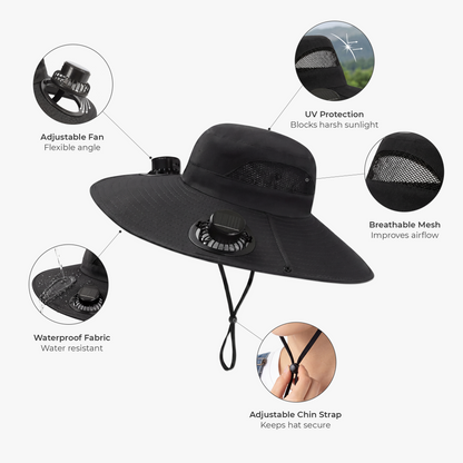 Personalised Pot Head Solar Fan Hat for Gardeners