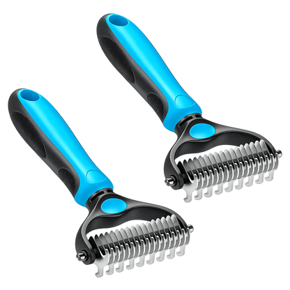 Professional Double-Sided Pet Grooming Rake ✨ Undercoat Deshedding Tool for Dogs & Cats 🐶🐱