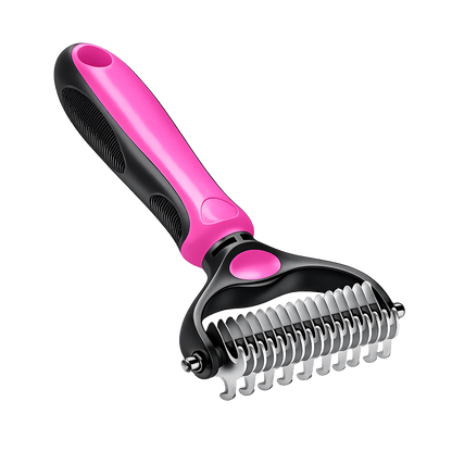 Professional Double-Sided Pet Grooming Rake ✨ Undercoat Deshedding Tool for Dogs & Cats 🐶🐱