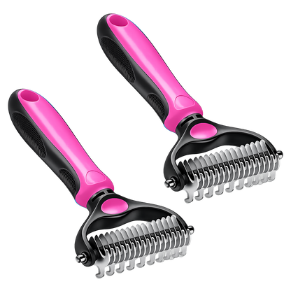 Professional Double-Sided Pet Grooming Rake ✨ Undercoat Deshedding Tool for Dogs & Cats 🐶🐱