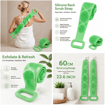 2-Pack Silicone Exfoliating Back Scrubber & Bath Brush with Handles