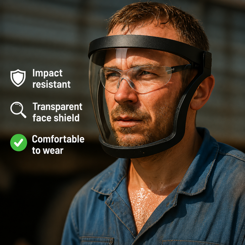 Purio™ The face shield protects the face, eyes, and airways during work.