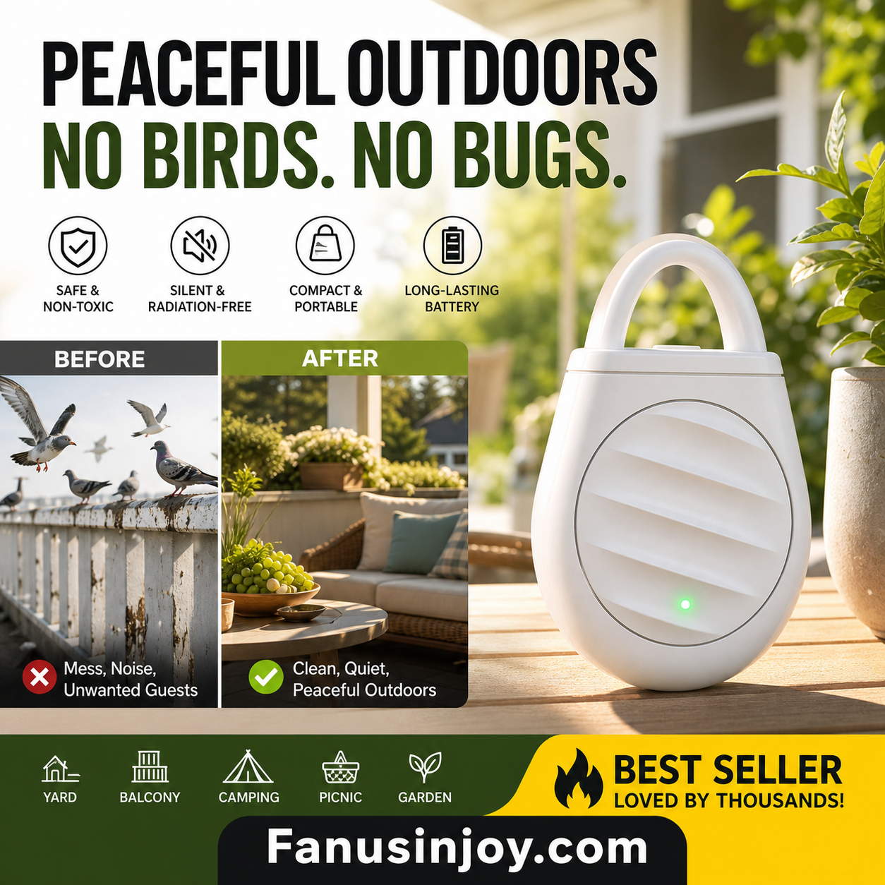 🔥Limited time offer Buy 3 get 1 free！🐦No more trouble from birds, beasts and locusts！Portable Ultrasonic Bird Repellent Keychain