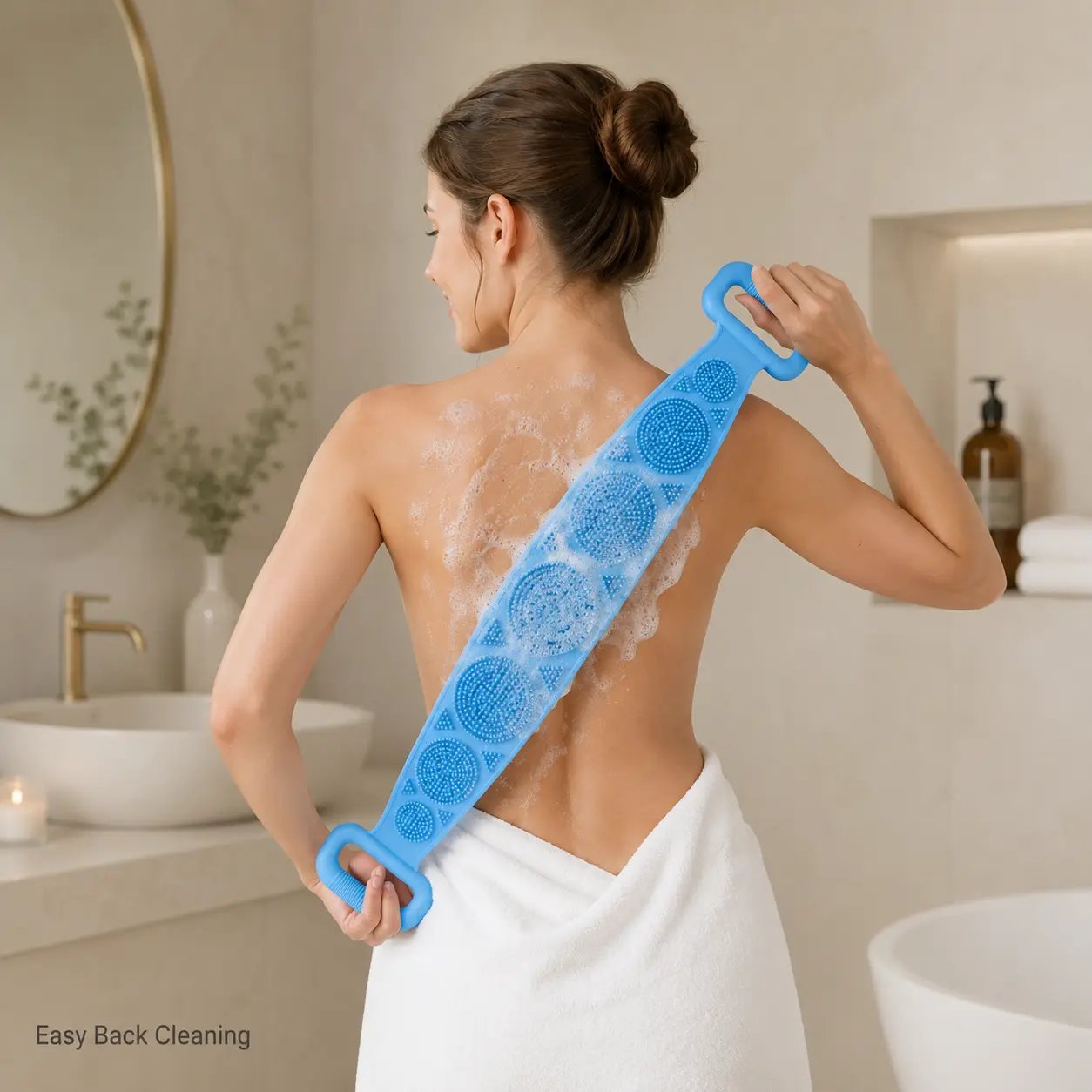 2-Pack Silicone Exfoliating Back Scrubber & Bath Brush with Handles