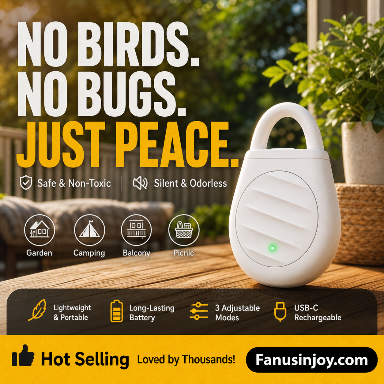🔥Limited time offer Buy 3 get 1 free！🐦No more trouble from birds, beasts and locusts！Portable Ultrasonic Bird Repellent Keychain