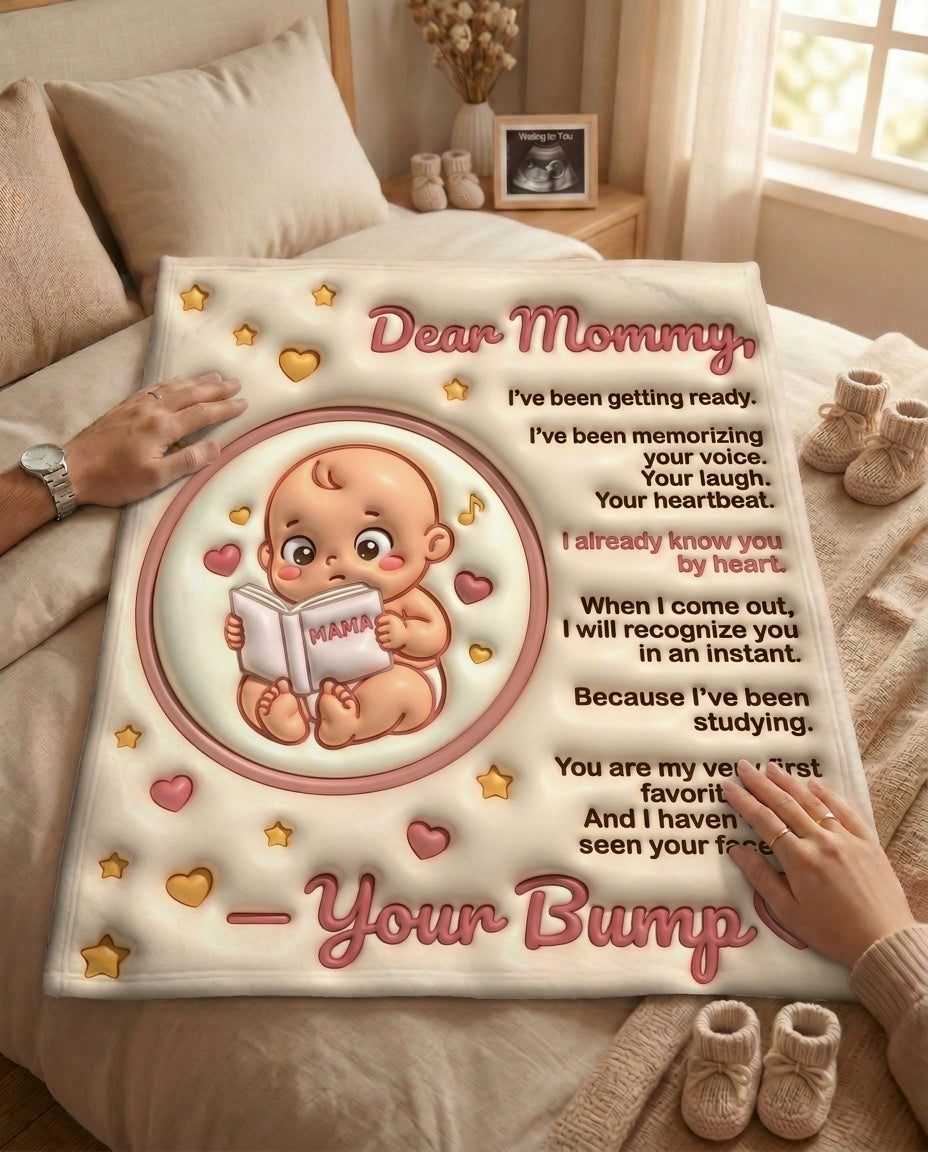 Baby Reading Tiny Book About Mama Blanket