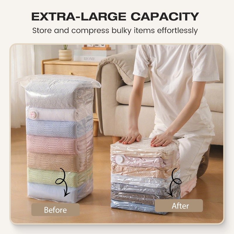 🔥No‑Pump Vacuum Storage Bags – Press & seal, no pump needed.